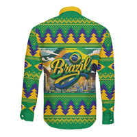 Brazil Christmas Feliz Natal Long Sleeve Button Shirt - Wonder Print Shop