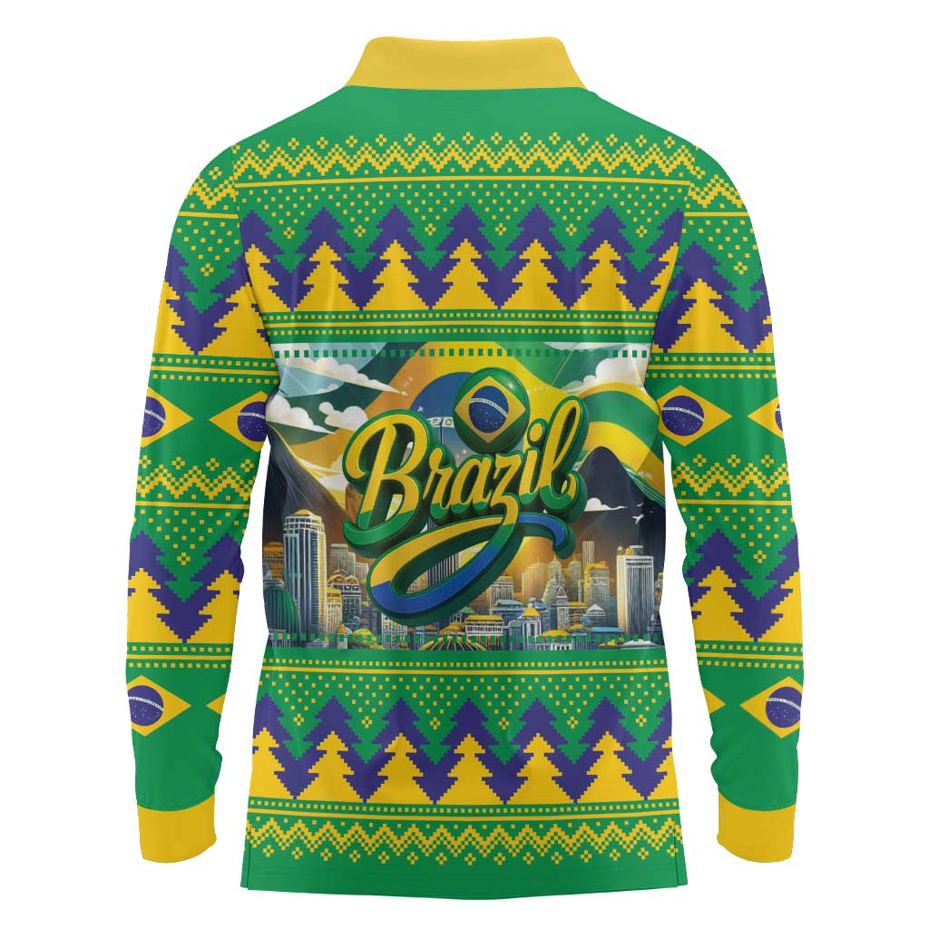 Brazil Christmas Feliz Natal Long Sleeve Polo Shirt - Wonder Print Shop