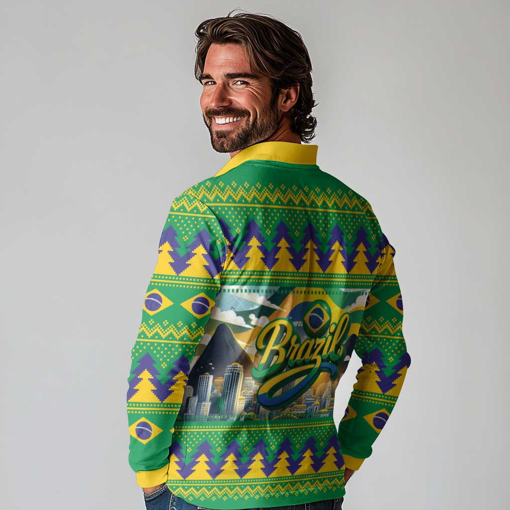 Brazil Christmas Feliz Natal Long Sleeve Polo Shirt - Wonder Print Shop