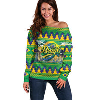 Brazil Christmas Feliz Natal Off Shoulder Sweater - Wonder Print Shop