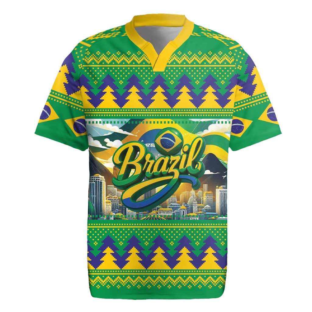 Brazil Christmas Feliz Natal Rugby Jersey - Wonder Print Shop