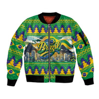 Brazil Christmas Feliz Natal Sleeve Zip Bomber Jacket - Wonder Print Shop