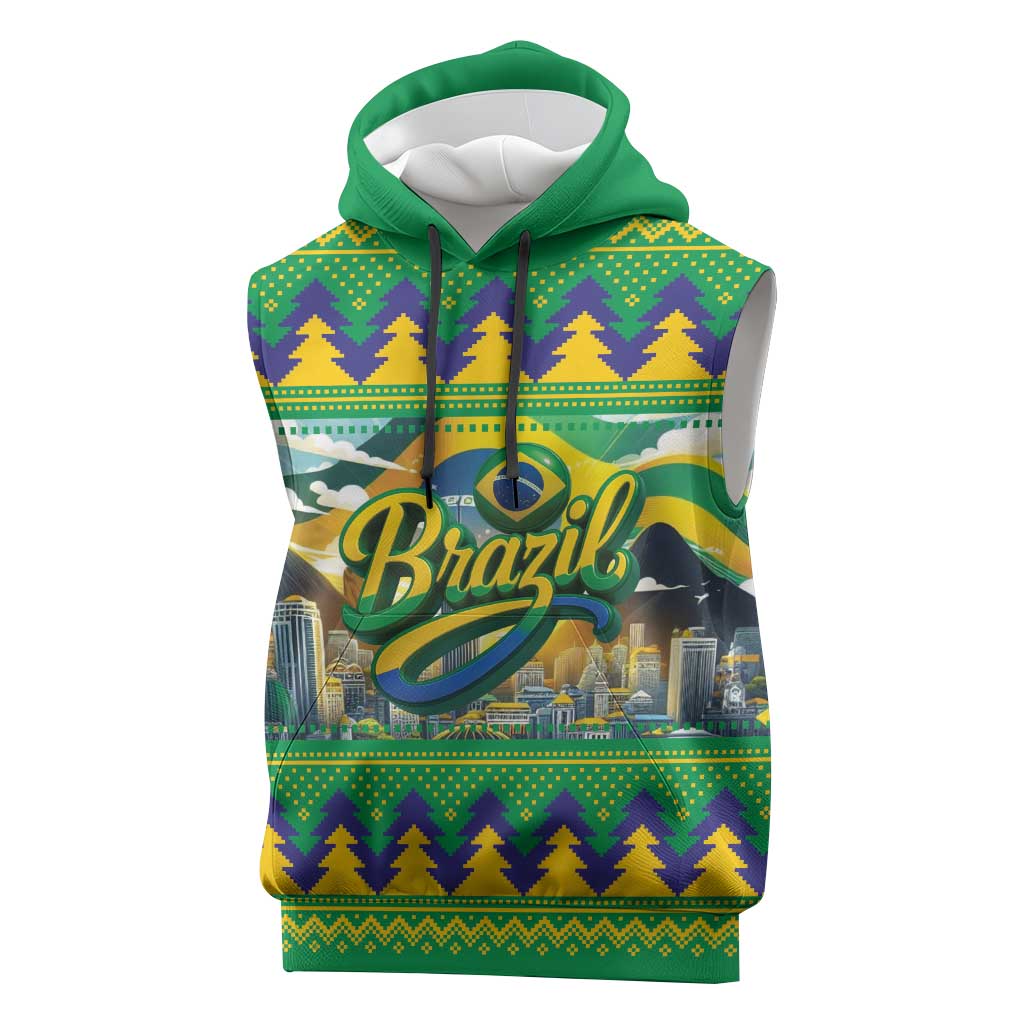 Brazil Christmas Feliz Natal Sleeveless Hoodie - Wonder Print Shop