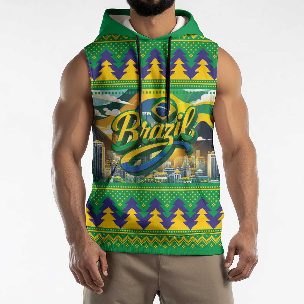 Brazil Christmas Feliz Natal Sleeveless Hoodie - Wonder Print Shop