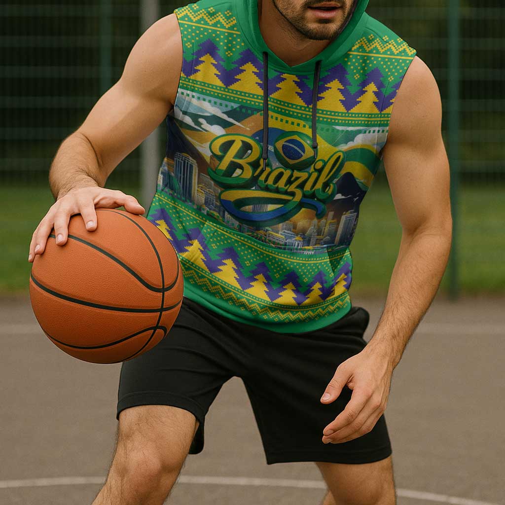 Brazil Christmas Feliz Natal Sleeveless Hoodie - Wonder Print Shop