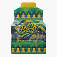 Brazil Christmas Feliz Natal Sleeveless Puffer Jacket - Wonder Print Shop