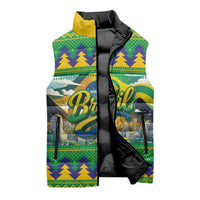 Brazil Christmas Feliz Natal Sleeveless Puffer Jacket - Wonder Print Shop
