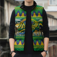Brazil Christmas Feliz Natal Sleeveless Puffer Jacket - Wonder Print Shop