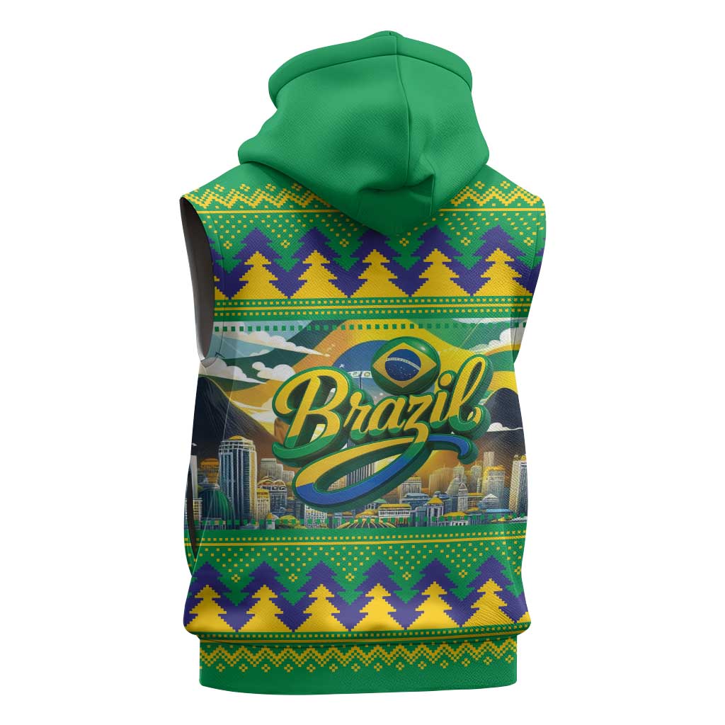 Brazil Christmas Feliz Natal Sleeveless Zip Hoodie - Wonder Print Shop