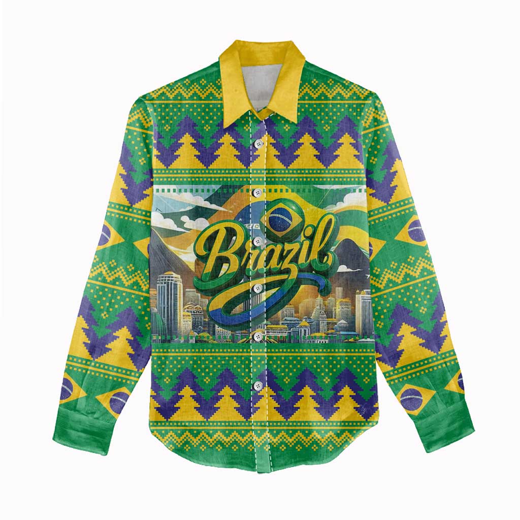 Brazil Christmas Feliz Natal Women Casual Shirt - Wonder Print Shop