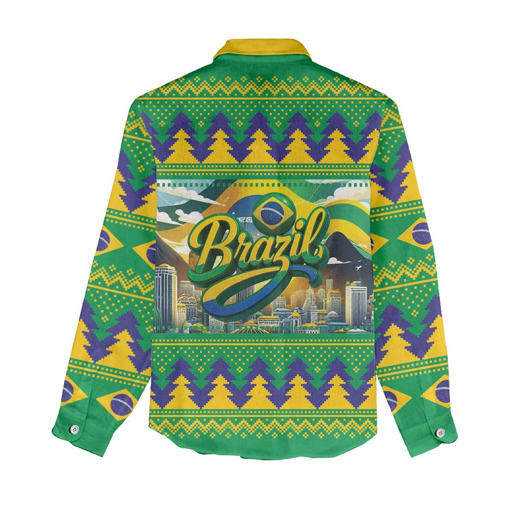 Brazil Christmas Feliz Natal Women Casual Shirt - Wonder Print Shop