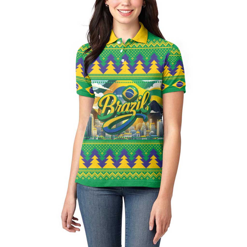 Brazil Christmas Feliz Natal Women Polo Shirt - Wonder Print Shop