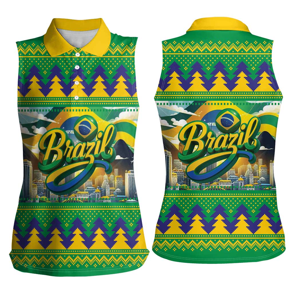Brazil Christmas Feliz Natal Women Sleeveless Polo Shirt - Wonder Print Shop