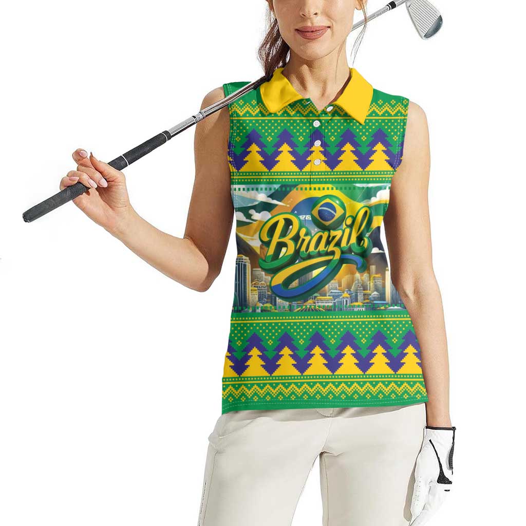 Brazil Christmas Feliz Natal Women Sleeveless Polo Shirt - Wonder Print Shop
