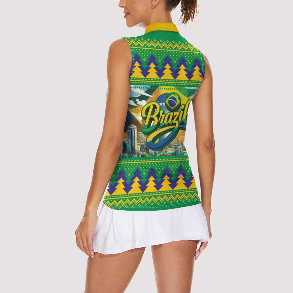 Brazil Christmas Feliz Natal Women Sleeveless Polo Shirt - Wonder Print Shop