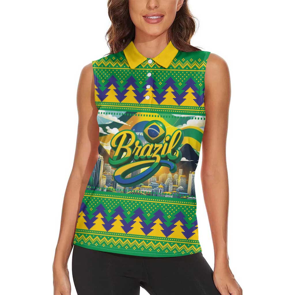 Brazil Christmas Feliz Natal Women Sleeveless Polo Shirt - Wonder Print Shop