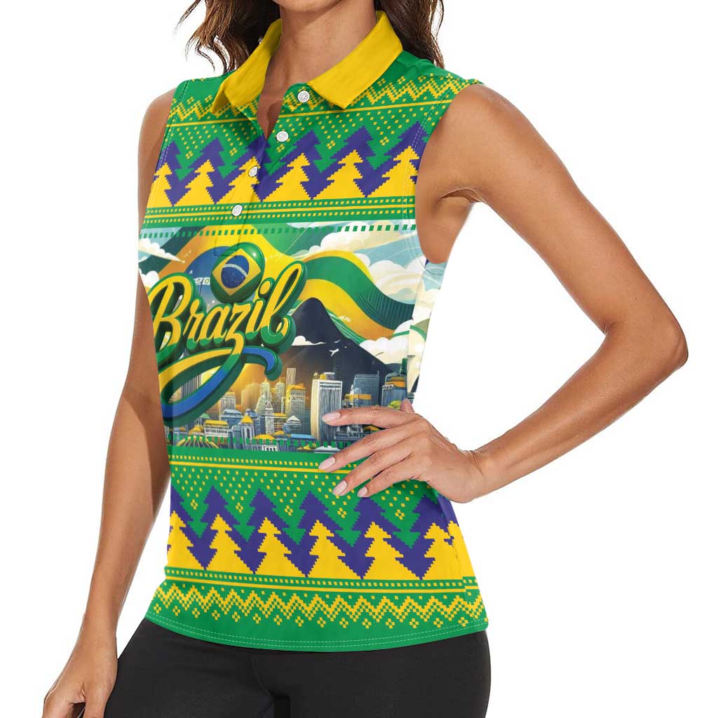 Brazil Christmas Feliz Natal Women Sleeveless Polo Shirt - Wonder Print Shop