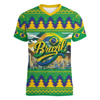 Brazil Christmas Feliz Natal Women V-Neck T-Shirt - Wonder Print Shop