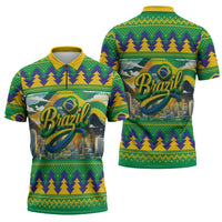 Brazil Christmas Feliz Natal Zipper Polo Shirt - Wonder Print Shop