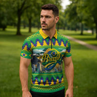 Brazil Christmas Feliz Natal Zipper Polo Shirt - Wonder Print Shop
