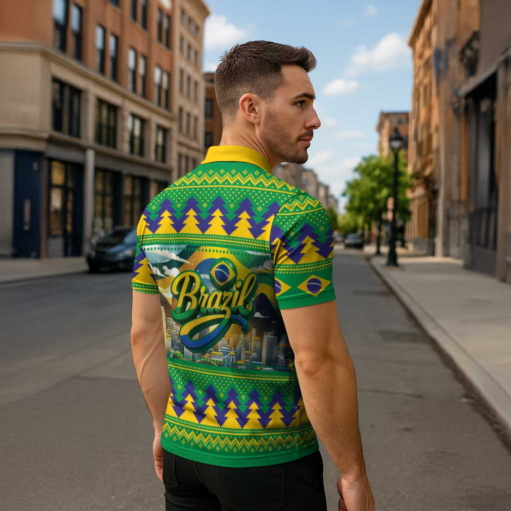 Brazil Christmas Feliz Natal Zipper Polo Shirt - Wonder Print Shop