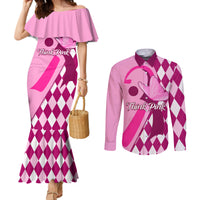 personalised-think-pink-couples-matching-mermaid-dress-and-long-sleeve-button-shirts-golf-argyle-pattern-breast-cancer-awareness