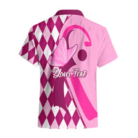 Personalised Think Pink Hawaiian Shirt Golf Argyle Pattern Breast Cancer Awareness - Wonder Print Shop