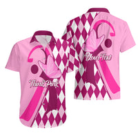 Personalised Think Pink Hawaiian Shirt Golf Argyle Pattern Breast Cancer Awareness - Wonder Print Shop