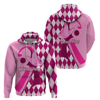 Personalised Think Pink Hoodie Golf Argyle Pattern Breast Cancer Awareness - Wonder Print Shop