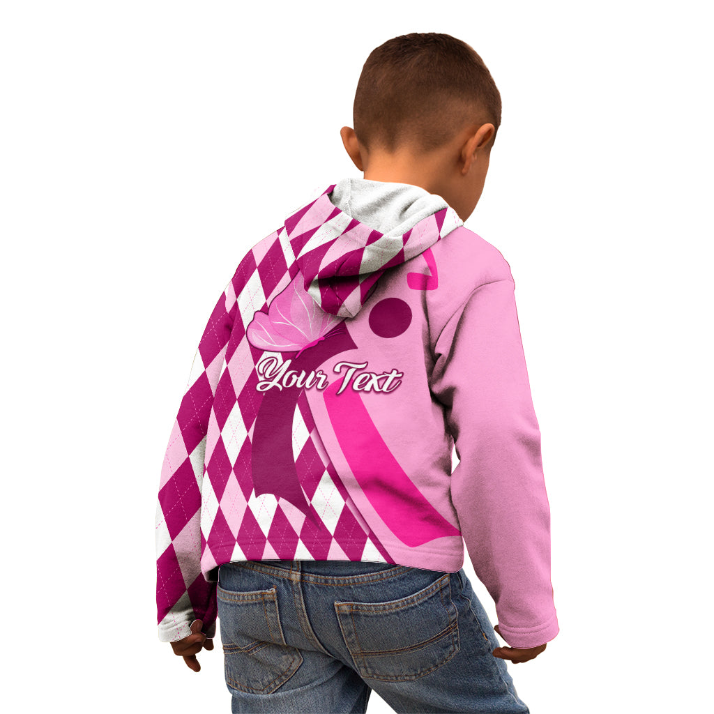 Personalised Think Pink Kid Hoodie Golf Argyle Pattern Breast Cancer Awareness - Wonder Print Shop