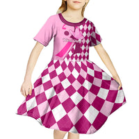 Personalised Think Pink Kid Short Sleeve Dress Golf Argyle Pattern Breast Cancer Awareness - Wonder Print Shop