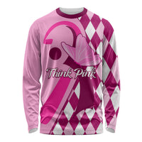 Personalised Think Pink Long Sleeve Shirt Golf Argyle Pattern Breast Cancer Awareness - Wonder Print Shop
