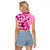 Personalised Think Pink Raglan Cropped T Shirt Golf Argyle Pattern Breast Cancer Awareness - Wonder Print Shop