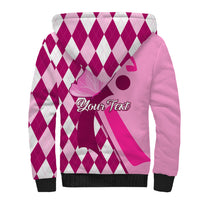 Personalised Think Pink Sherpa Hoodie Golf Argyle Pattern Breast Cancer Awareness - Wonder Print Shop