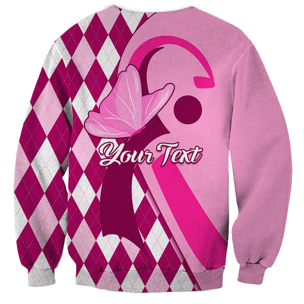 Personalised Think Pink Sweatshirt Golf Argyle Pattern Breast Cancer Awareness - Wonder Print Shop