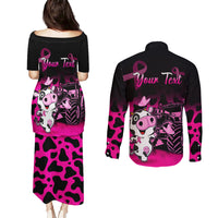 Personalised Save The Udders Couples Matching Puletasi Dress and Long Sleeve Button Shirts Farmer Day Breast Cancer Awareness - Wonder Print Shop