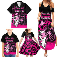 Personalised Save The Udders Family Matching Summer Maxi Dress and Hawaiian Shirt Farmer Day Breast Cancer Awareness - Wonder Print Shop