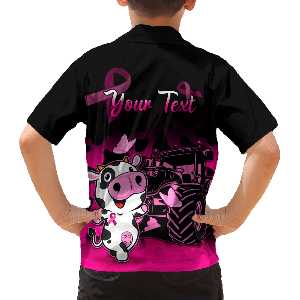 Personalised Save The Udders Kid Hawaiian Shirt Farmer Day Breast Cancer Awareness - Wonder Print Shop