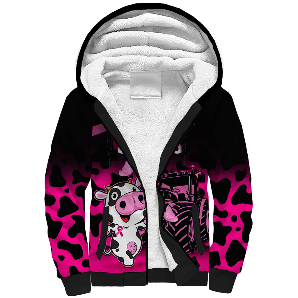 Personalised Save The Udders Sherpa Hoodie Farmer Day Breast Cancer Awareness - Wonder Print Shop