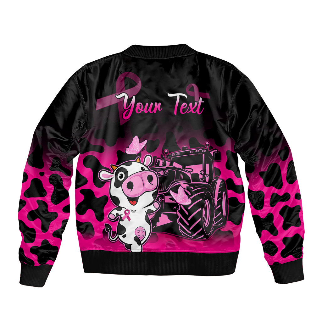 Personalised Save The Udders Sleeve Zip Bomber Jacket Farmer Day Breast Cancer Awareness - Wonder Print Shop