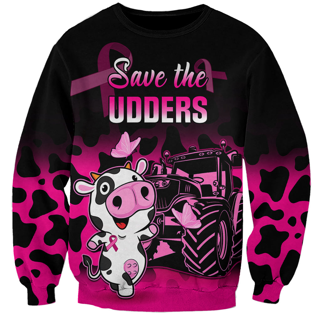 Personalised Save The Udders Sweatshirt Farmer Day Breast Cancer Awareness - Wonder Print Shop