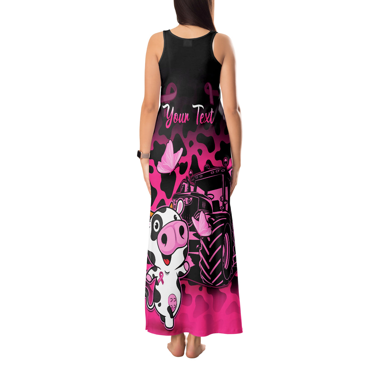 Personalised Save The Udders Tank Maxi Dress Farmer Day Breast Cancer Awareness - Wonder Print Shop