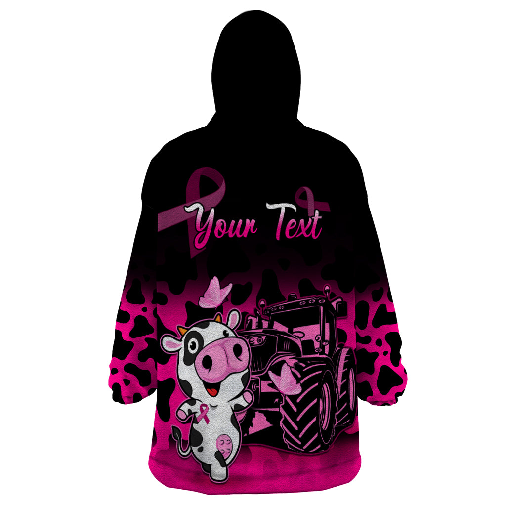 Personalised Save The Udders Wearable Blanket Hoodie Farmer Day Breast Cancer Awareness - Wonder Print Shop