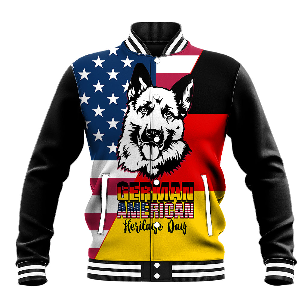 Personalised German American Heritage Day Baseball Jacket German Shepherd Dog - Wonder Print Shop