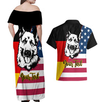 Personalised German American Heritage Day Couples Matching Off Shoulder Maxi Dress and Hawaiian Shirt German Shepherd Dog - Wonder Print Shop