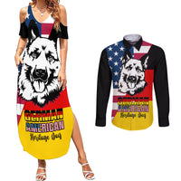 Personalised German American Heritage Day Couples Matching Summer Maxi Dress and Long Sleeve Button Shirts German Shepherd Dog - Wonder Print Shop