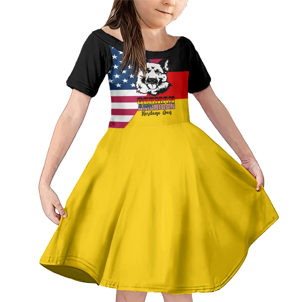 Personalised German American Heritage Day Family Matching Mermaid Dress and Hawaiian Shirt German Shepherd Dog - Wonder Print Shop