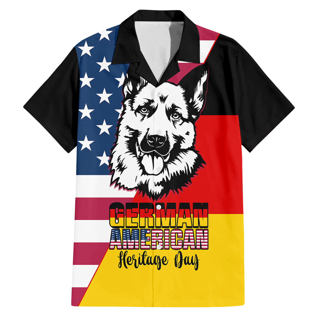 Personalised German American Heritage Day Family Matching Mermaid Dress and Hawaiian Shirt German Shepherd Dog - Wonder Print Shop