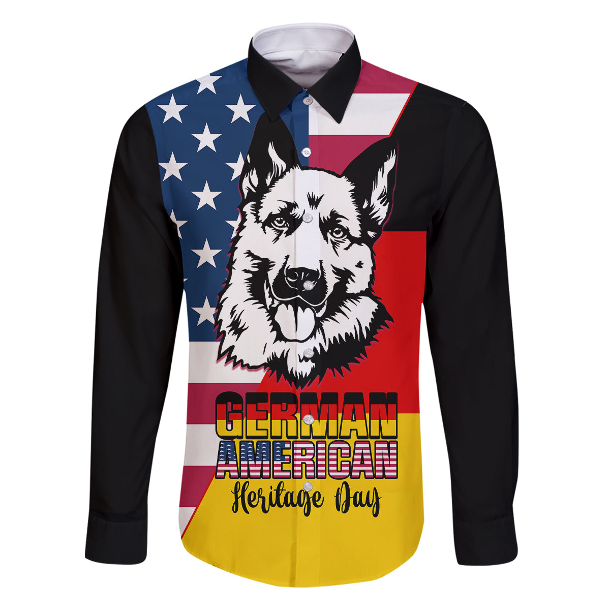 Personalised German American Heritage Day Family Matching Off Shoulder Maxi Dress and Hawaiian Shirt German Shepherd Dog - Wonder Print Shop