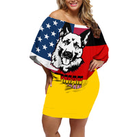 Personalised German American Heritage Day Family Matching Off Shoulder Short Dress and Hawaiian Shirt German Shepherd Dog - Wonder Print Shop